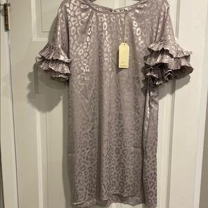 Jodifil NWT Leopard Print Ruffle Sleeve Dress